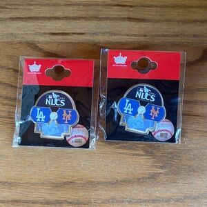 TWO (2) MLB 2024 NLCS Dodgers vs Mets limited edition pins